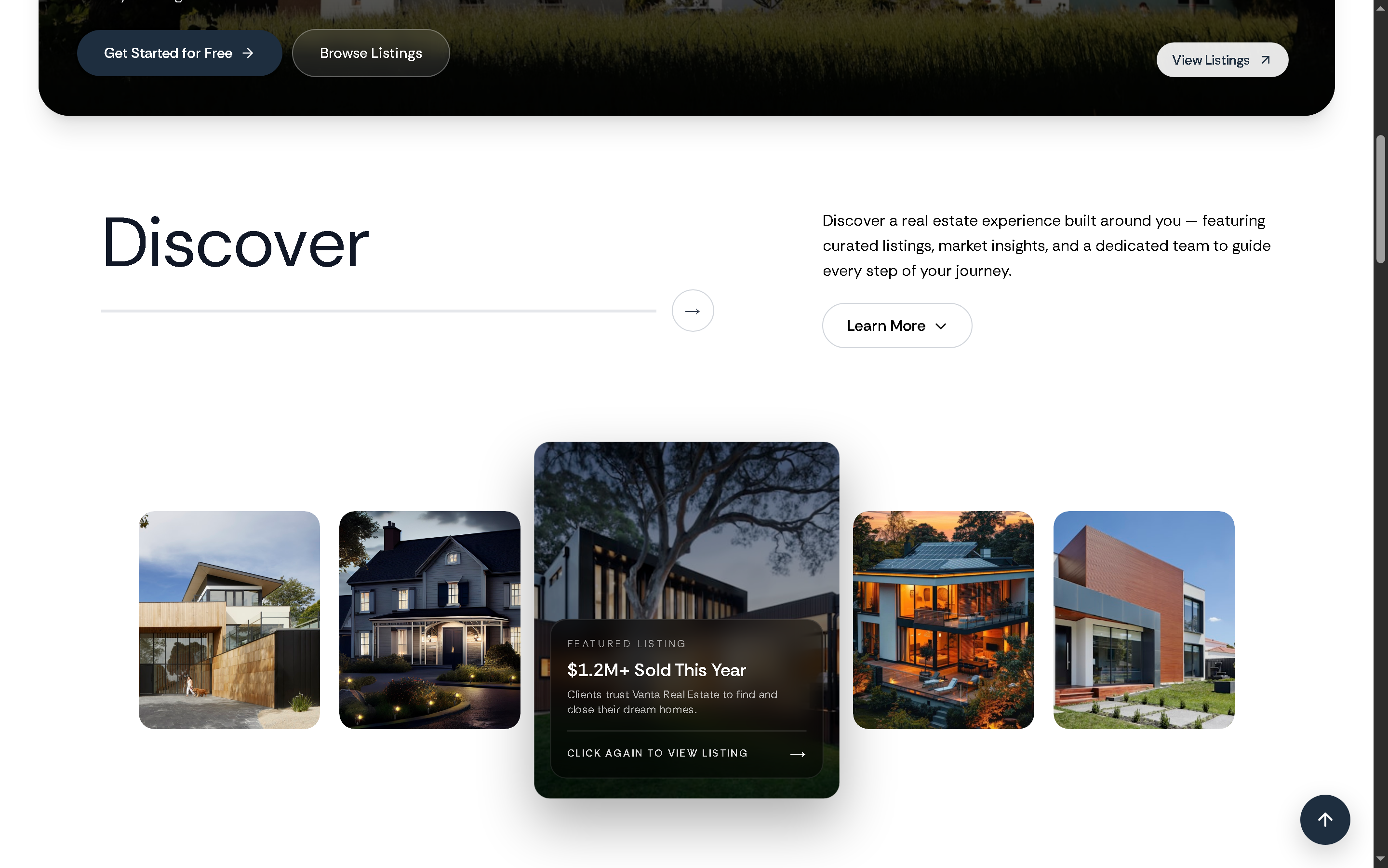 Vanta Real Estate — A Fictional Real Estate Website Concept - Project Screenshot 2 for Vanta Real Estate — Fictional Demo Brand