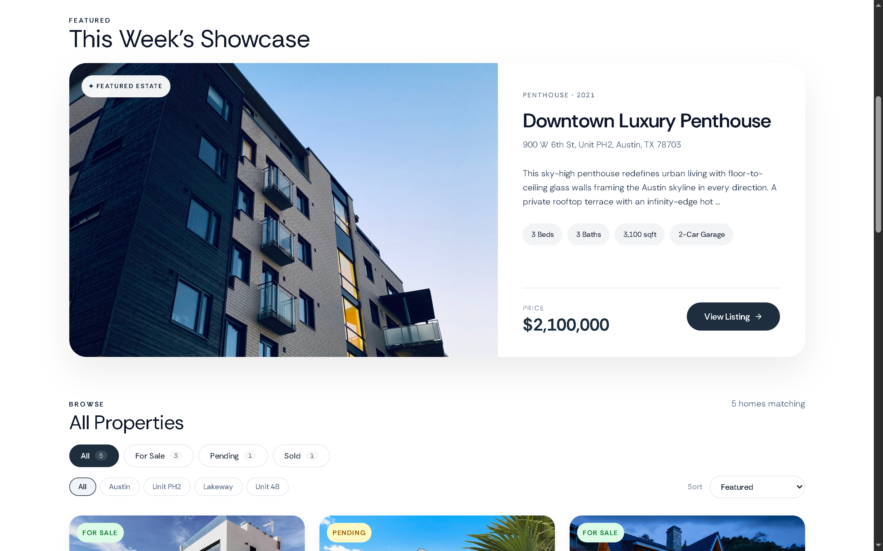 Vanta Real Estate — A Fictional Real Estate Website Concept - Project Screenshot 8 for Vanta Real Estate — Fictional Demo Brand