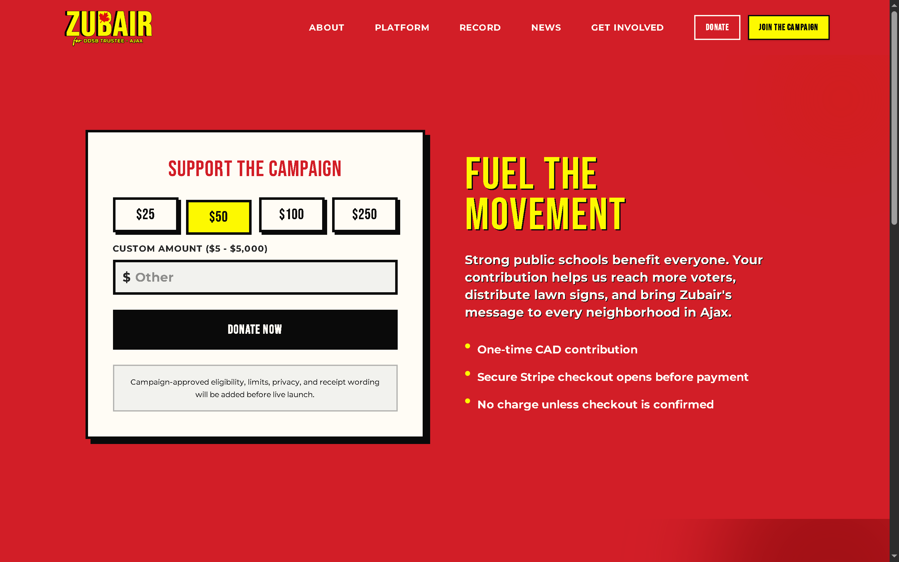 Building a Digital Campaign Platform for Zubair Hussain - Project Screenshot 10 for Zubair for DDSB Trustee Campaign
