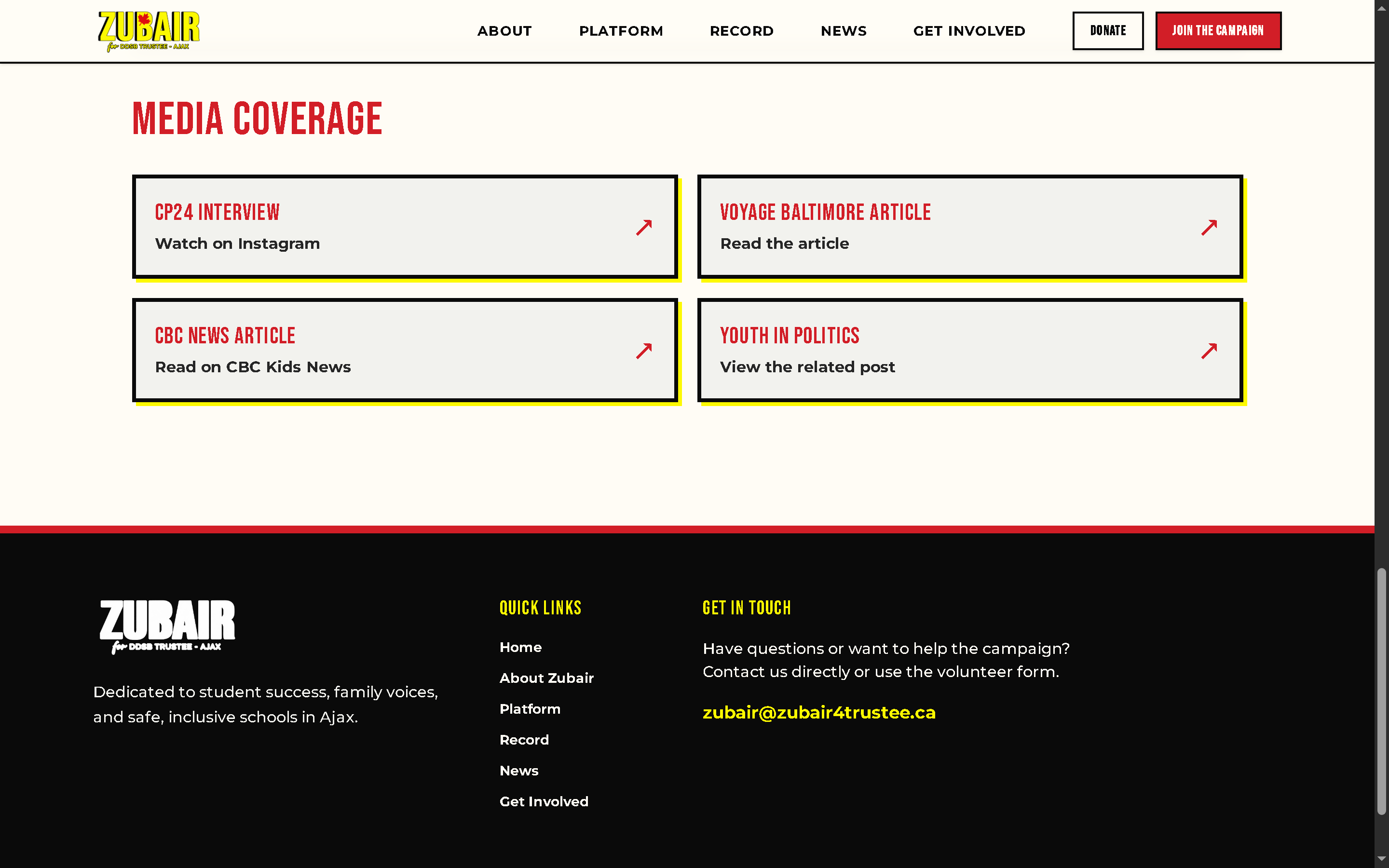 Building a Digital Campaign Platform for Zubair Hussain - Project Screenshot 9 for Zubair for DDSB Trustee Campaign