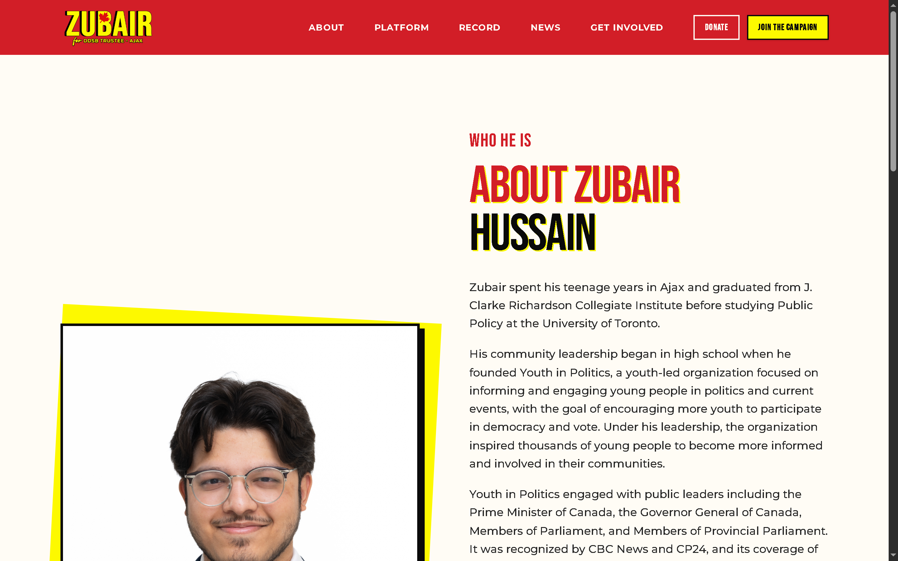Building a Digital Campaign Platform for Zubair Hussain - Project Screenshot 6 for Zubair for DDSB Trustee Campaign