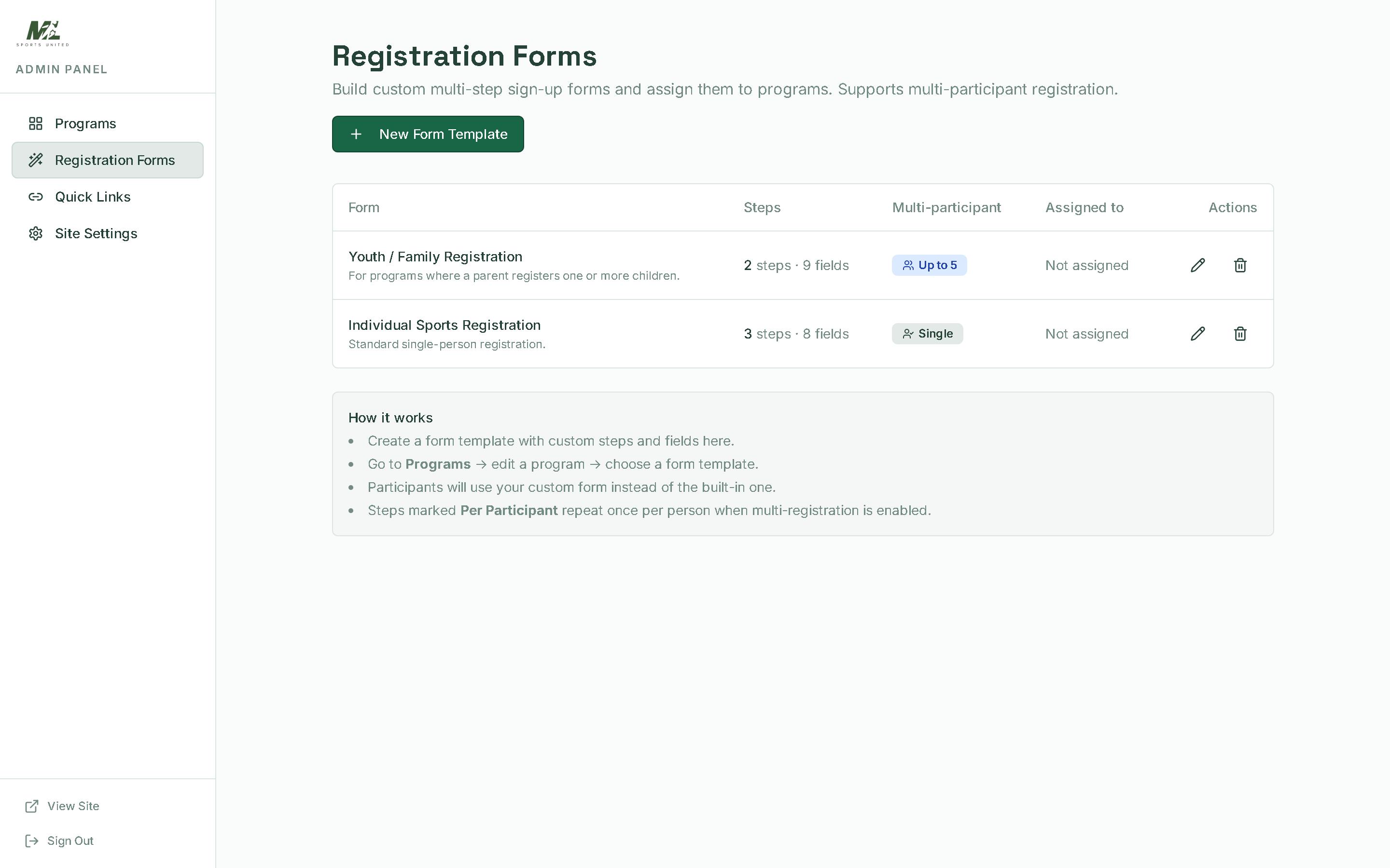 Building a Registration Engine for a Growing Community Sports Charity - Project Screenshot 7 for Markham Lawrence Sports United (MLSU)