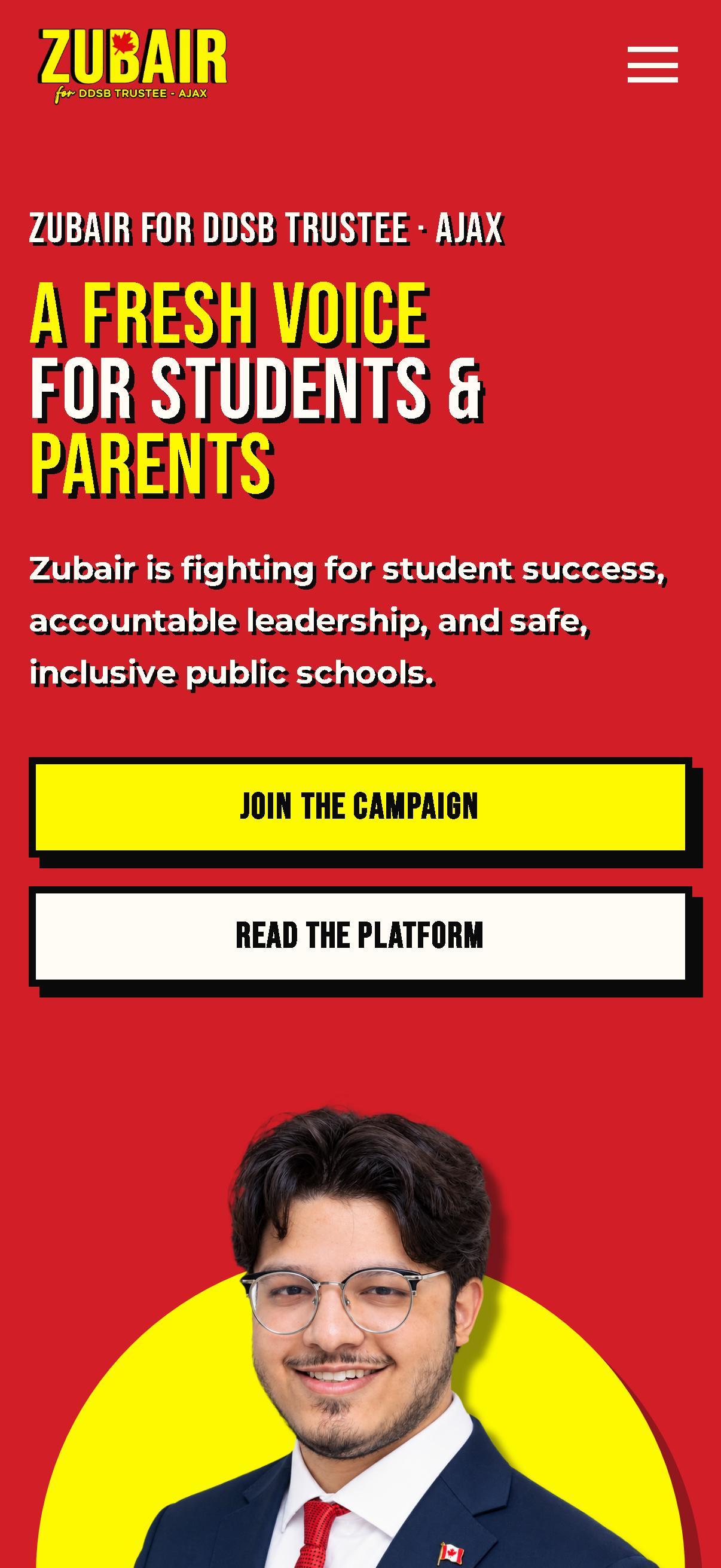 Building a Digital Campaign Platform for Zubair Hussain - Project Screenshot 12 for Zubair for DDSB Trustee Campaign