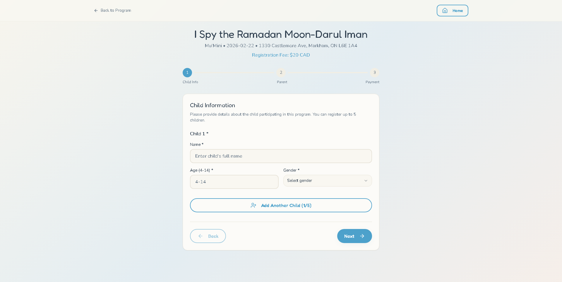 Multi-Organization Program Registration Application - Project Screenshot 4 for Mu’mini Community & Partner Organizations