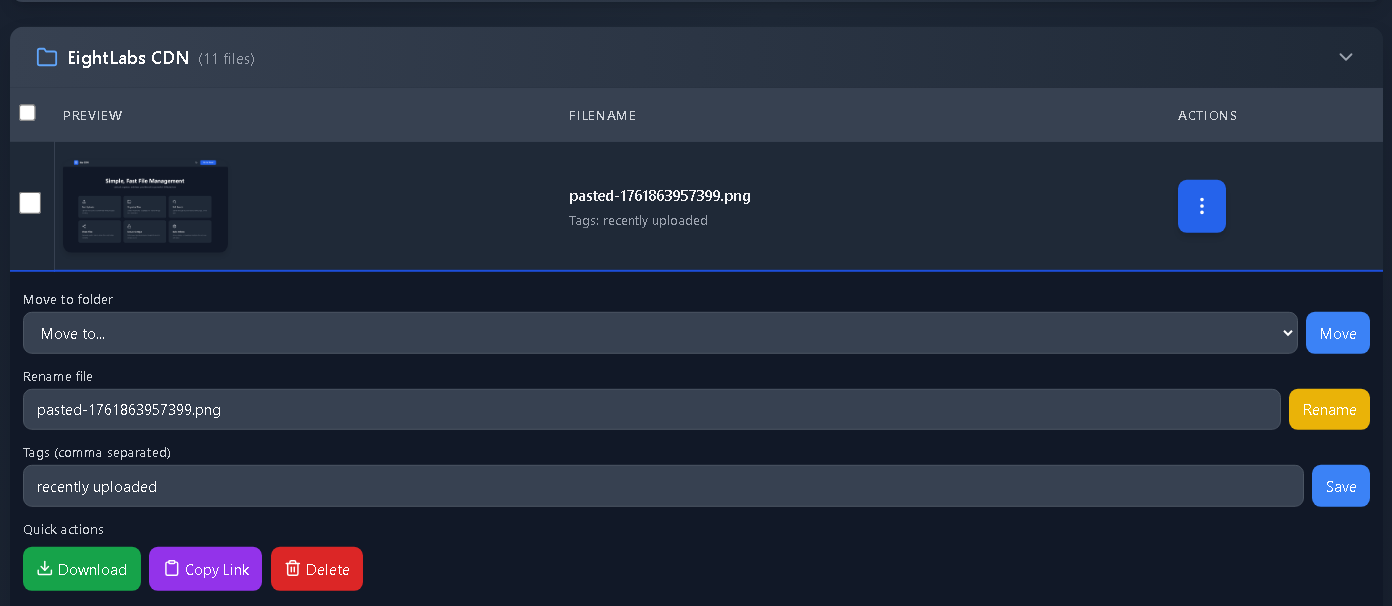 CDN File Management Platform - Project Screenshot 7 for Eightlabs