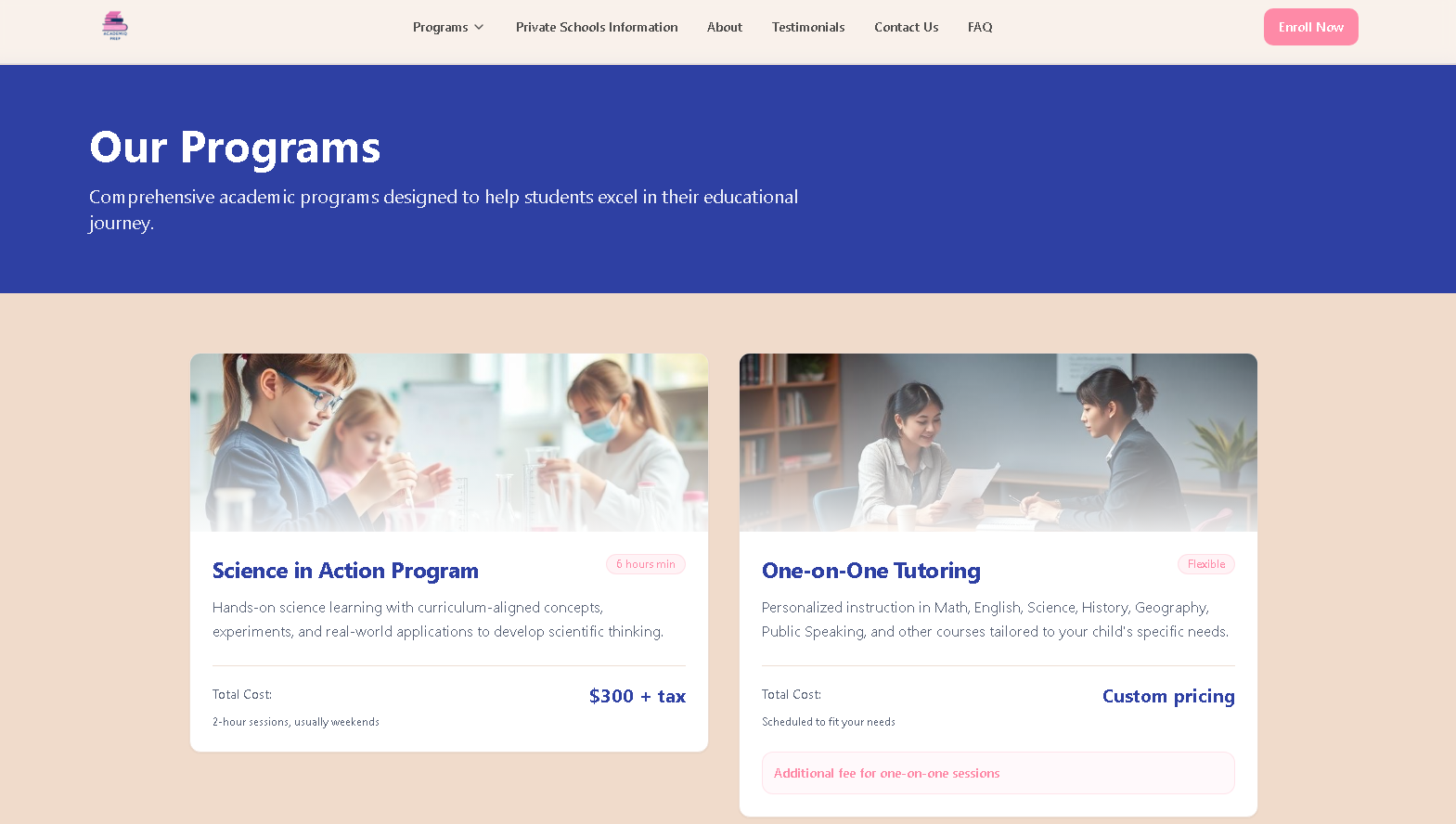 AcademIQ Tutoring Website - Project Screenshot 1 for AcademIQ Prep