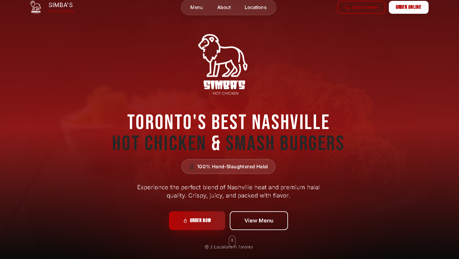 Simba’s Hot Chicken – Restaurant Website