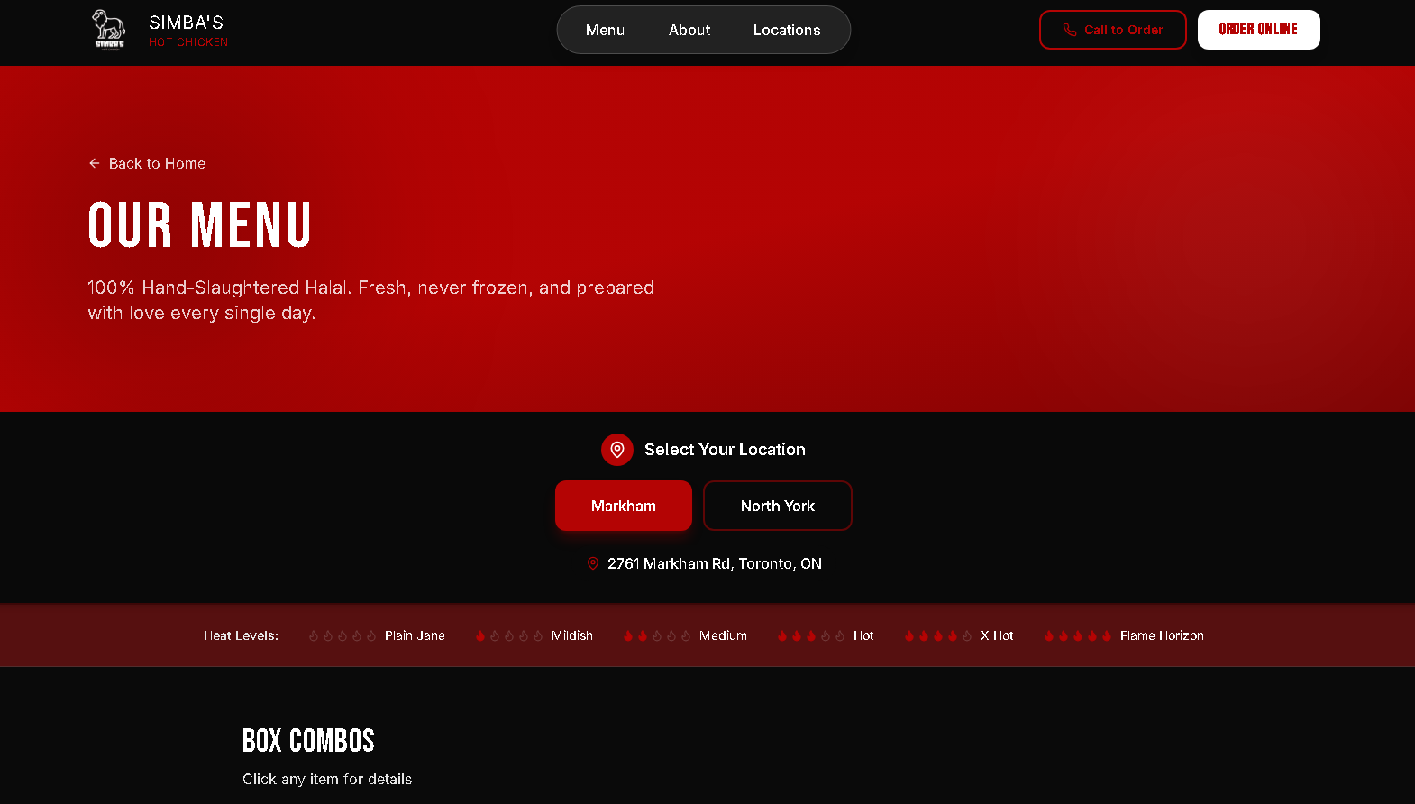 Simba’s Hot Chicken – Restaurant Website - Project Screenshot 4 for Simba’s Hot Chicken