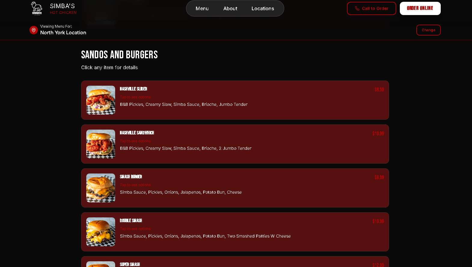 Simba’s Hot Chicken – Restaurant Website - Project Screenshot 5 for Simba’s Hot Chicken