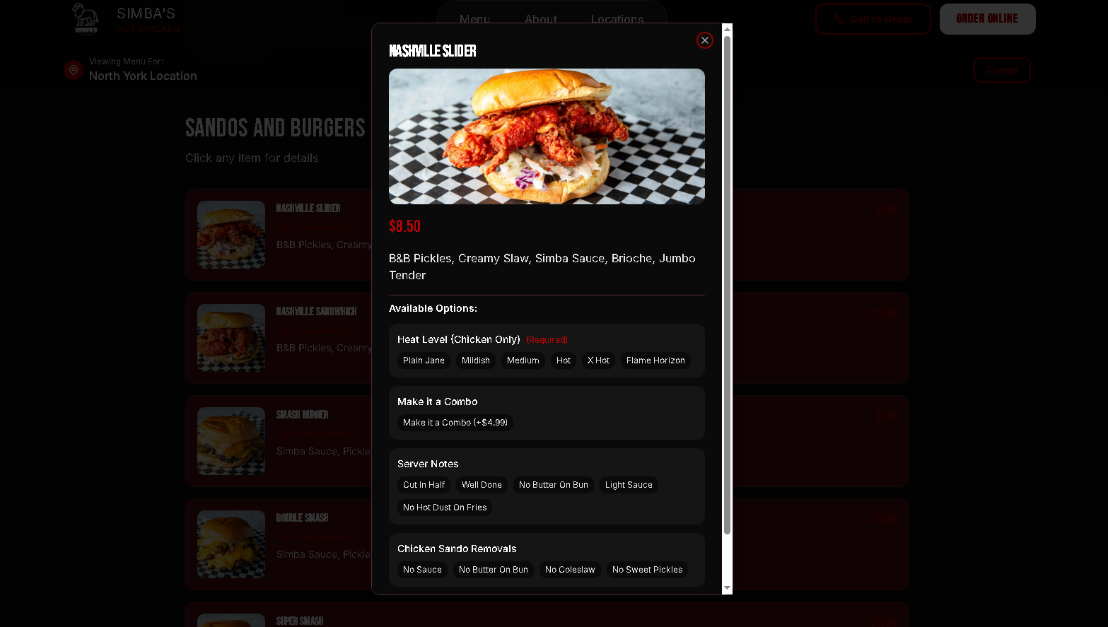 Simba’s Hot Chicken – Restaurant Website - Project Screenshot 6 for Simba’s Hot Chicken