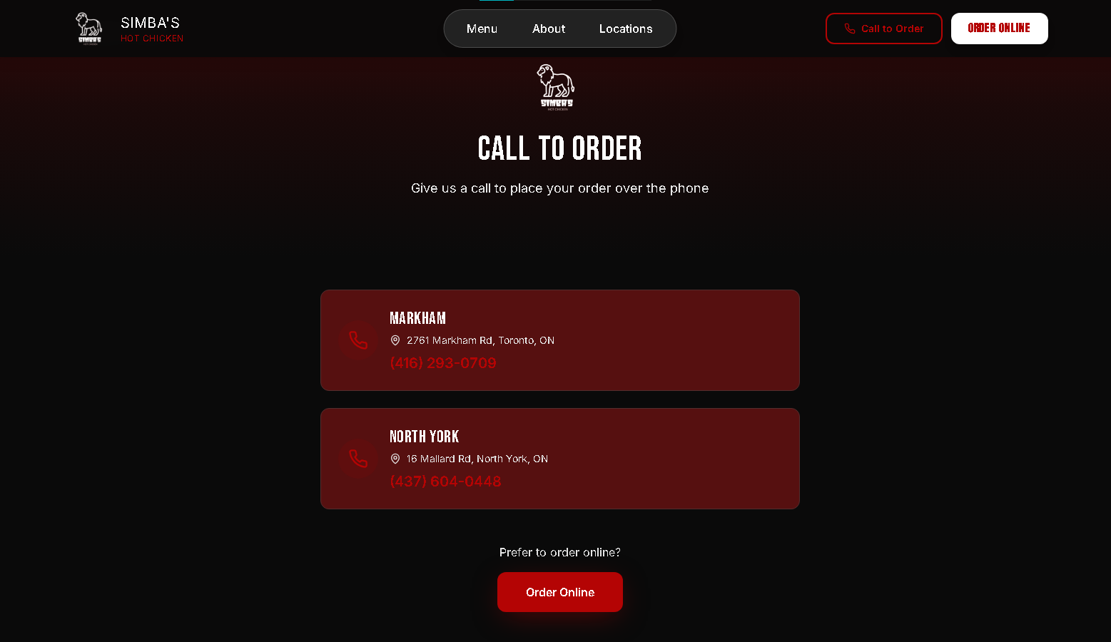 Simba’s Hot Chicken – Restaurant Website - Project Screenshot 9 for Simba’s Hot Chicken