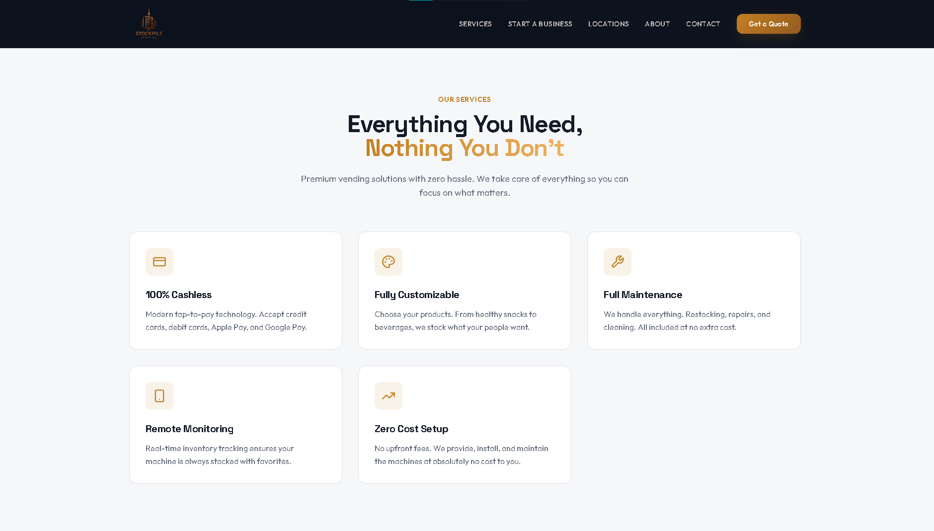 Stockpile Vending Website - Project Screenshot 2 for Stockpile Vending