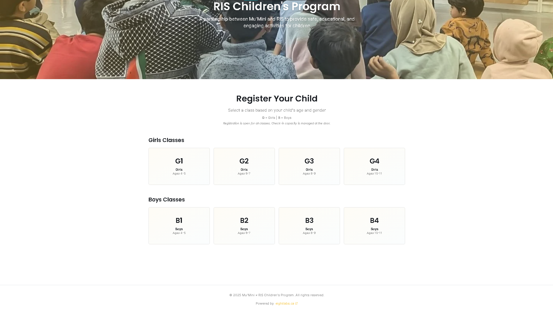 RIS Children’s Program Registration + QR Check-In System - Project Screenshot 1 for Mu’Mini