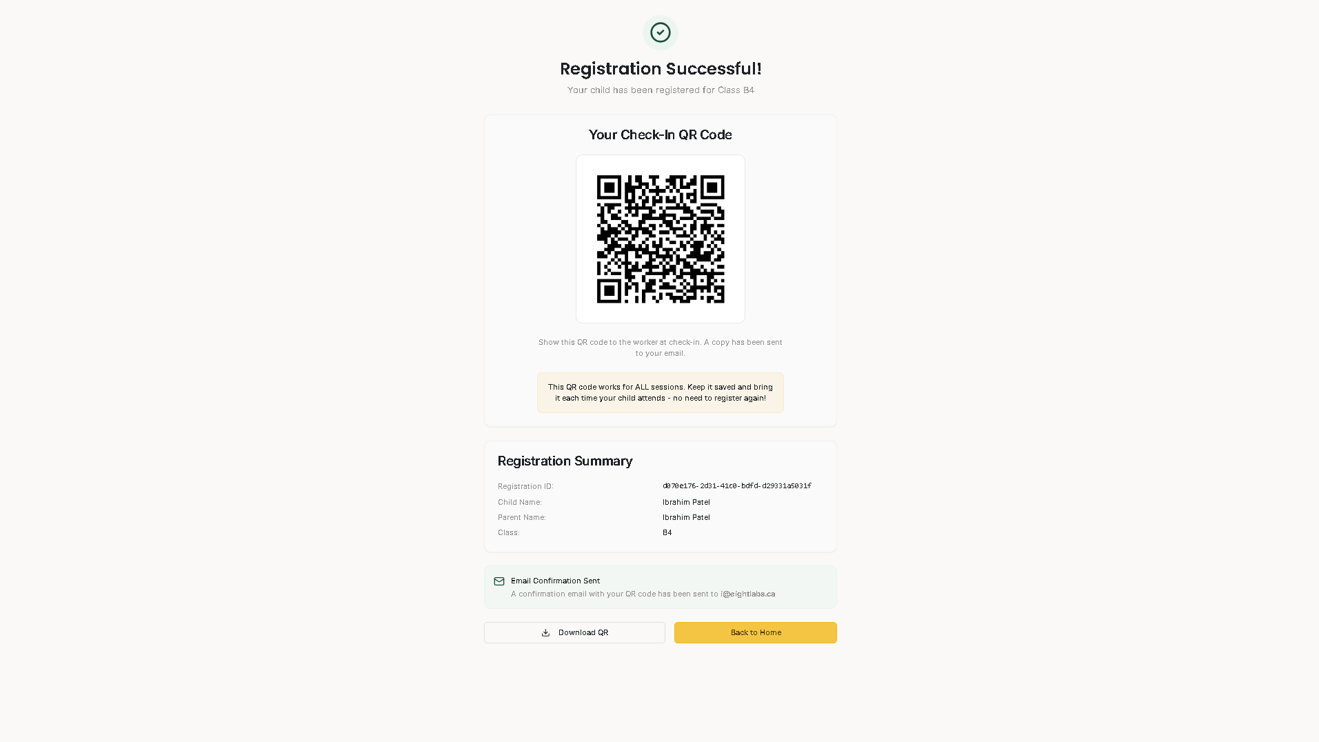 RIS Children’s Program Registration + QR Check-In System - Project Screenshot 5 for Mu’Mini