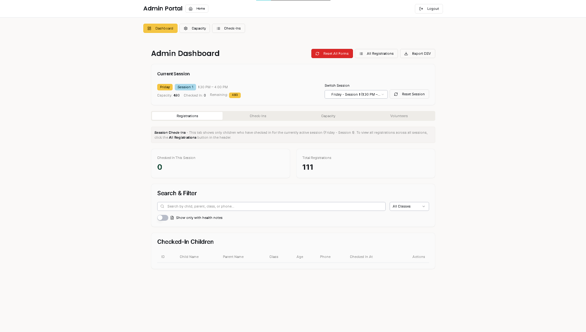 RIS Children’s Program Registration + QR Check-In System - Project Screenshot 12 for Mu’Mini
