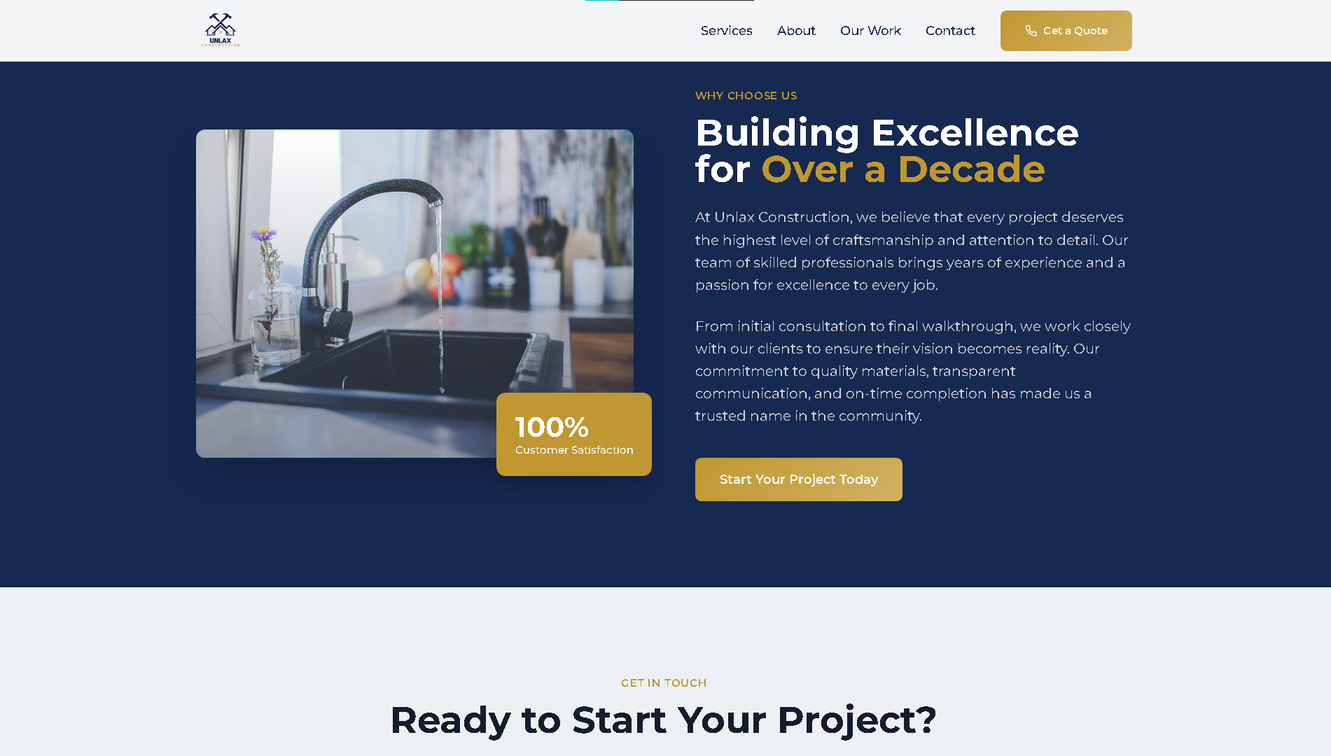 Unlax Construction Website - Project Screenshot 3 for Unlax Construction
