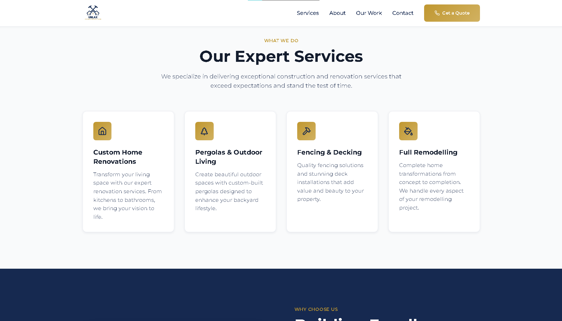 Unlax Construction Website - Project Screenshot 2 for Unlax Construction