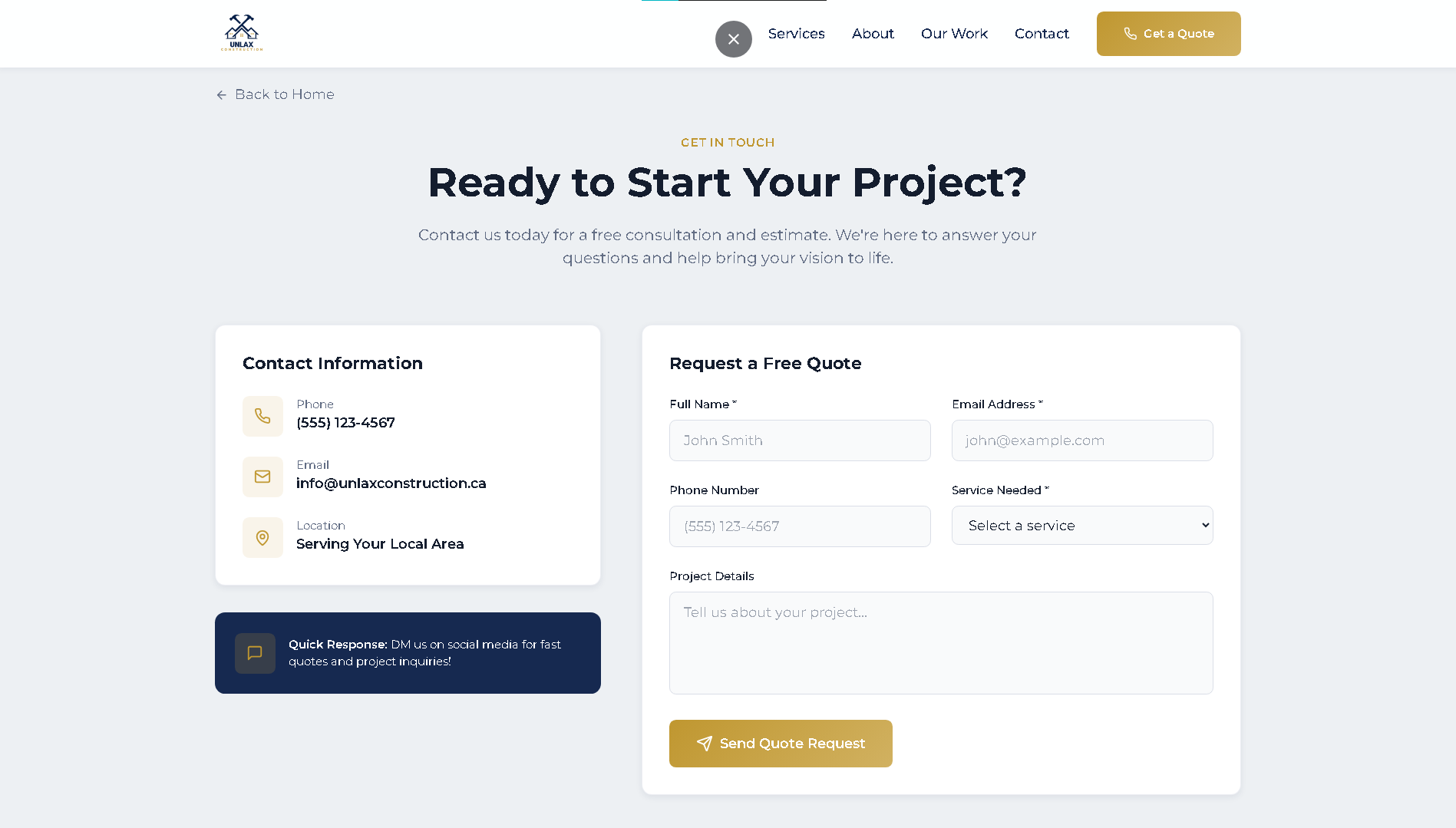 Unlax Construction Website - Project Screenshot 4 for Unlax Construction