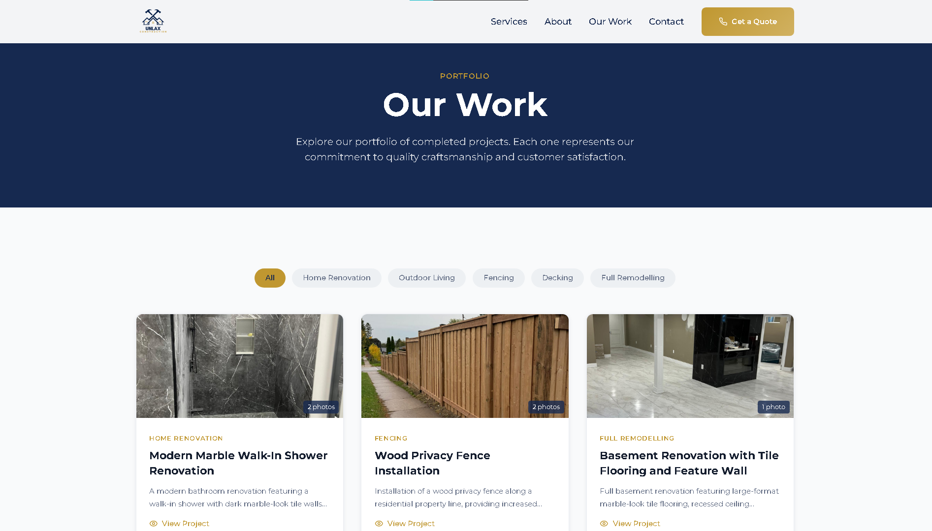 Unlax Construction Website - Project Screenshot 5 for Unlax Construction