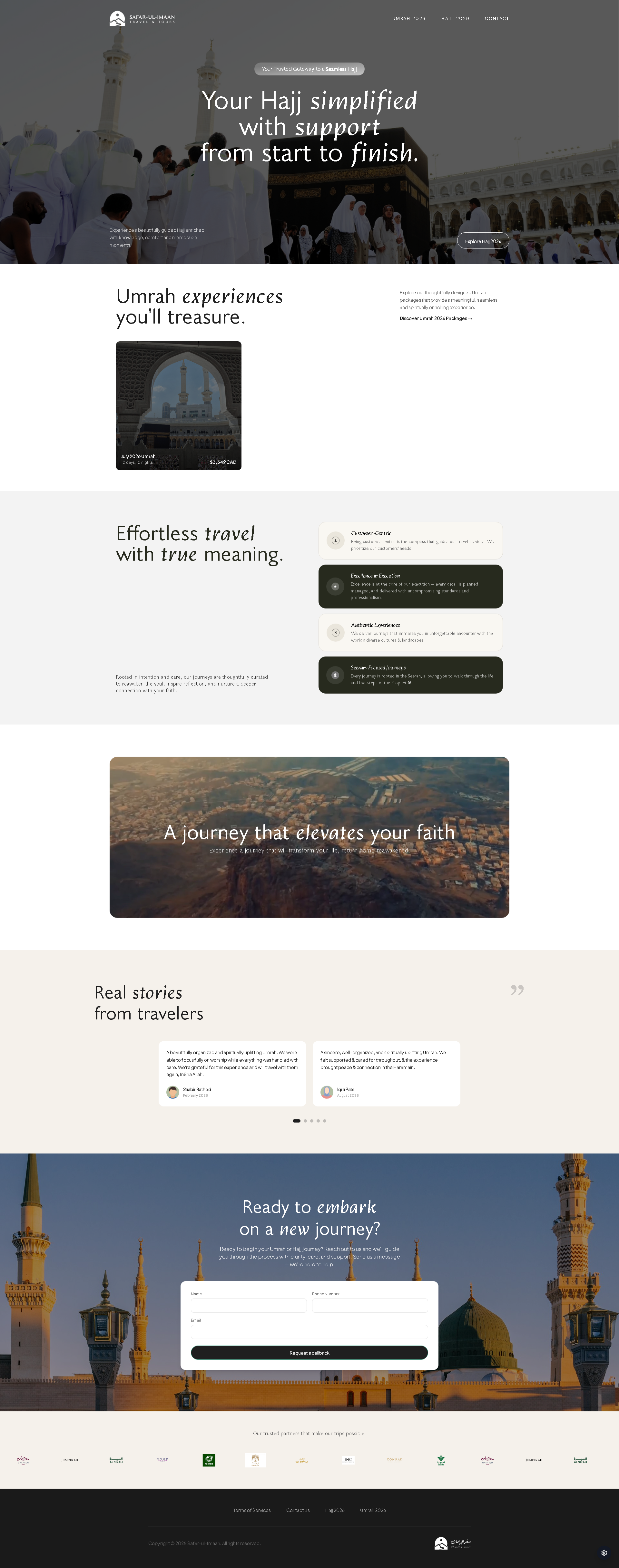 Safar-ul-Imaan Booking Platform - Project Screenshot 1 for Safaar Ul-Imaan