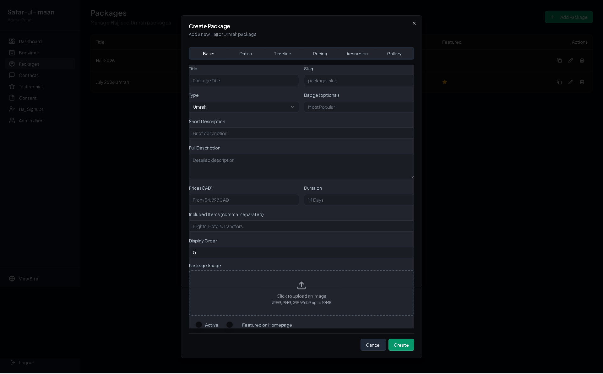 Safar-ul-Imaan Booking Platform - Project Screenshot 7 for Safaar Ul-Imaan
