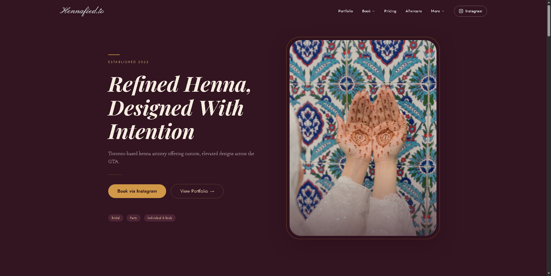 Hennafied.to Portfolio & Booking Website