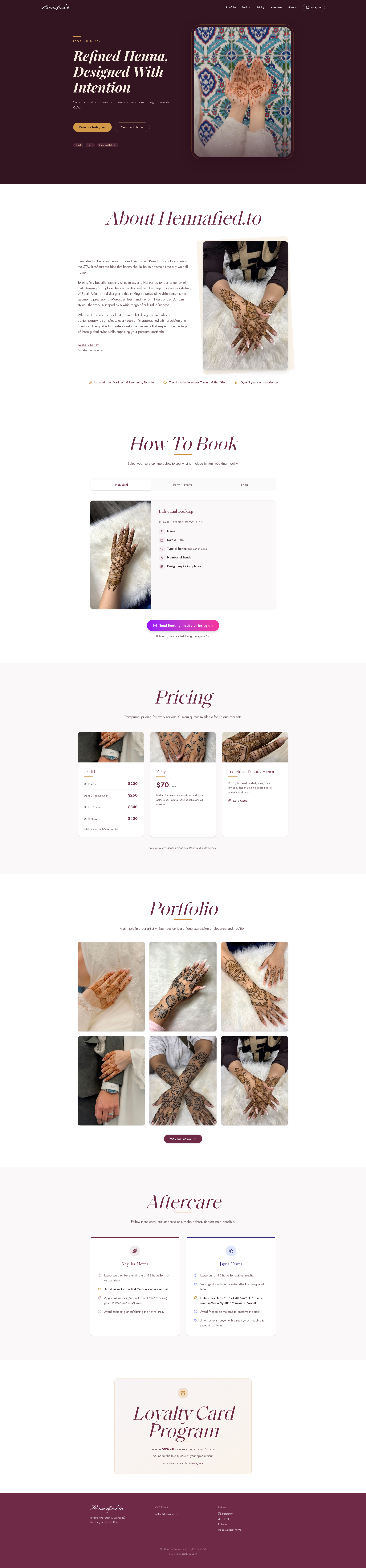 Hennafied.to Portfolio & Booking Website - Project Screenshot 2 for Hennafied.to