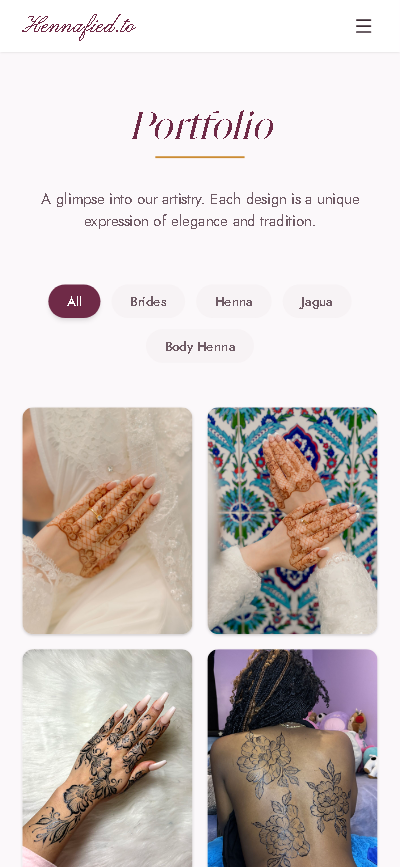 Hennafied.to Portfolio & Booking Website - Project Screenshot 4 for Hennafied.to