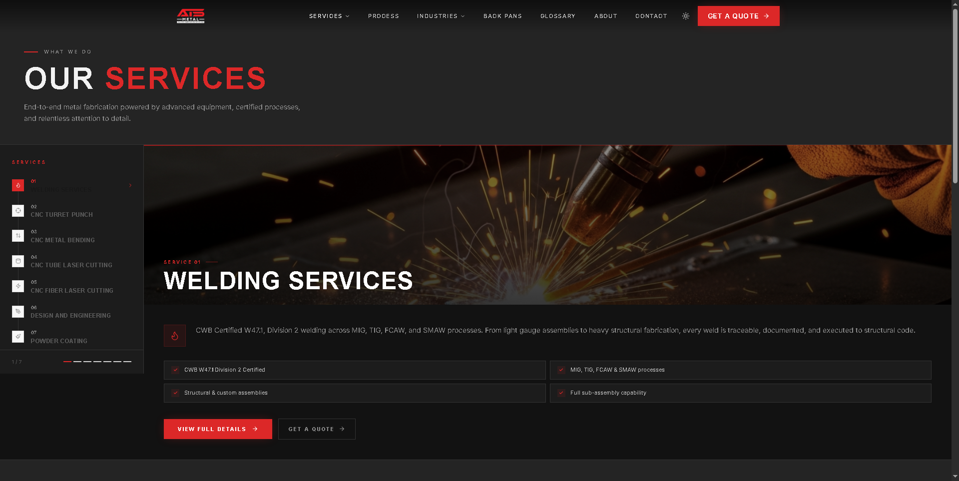 ATS Metal Fabrication Website - Project Screenshot 2 for ATS Metal Fabrication Inc.