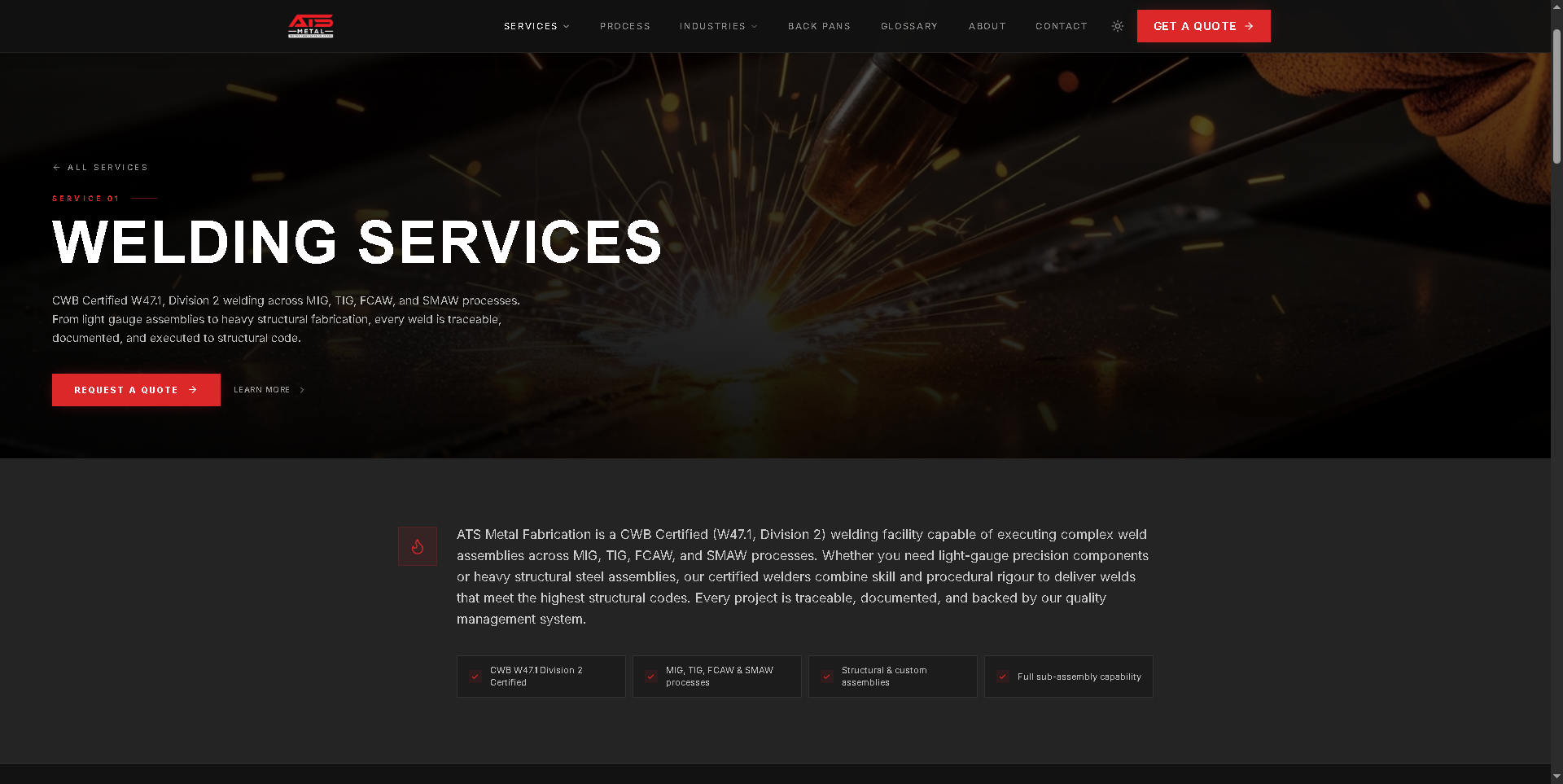 ATS Metal Fabrication Website - Project Screenshot 3 for ATS Metal Fabrication Inc.
