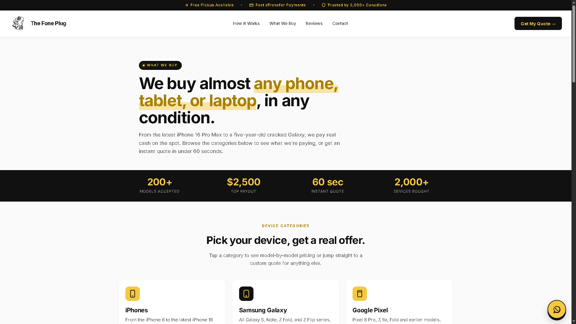 The Fone Plug  Canada's 60-Second Phone Buyback Platform - Project Screenshot 8 for The Fone Plug