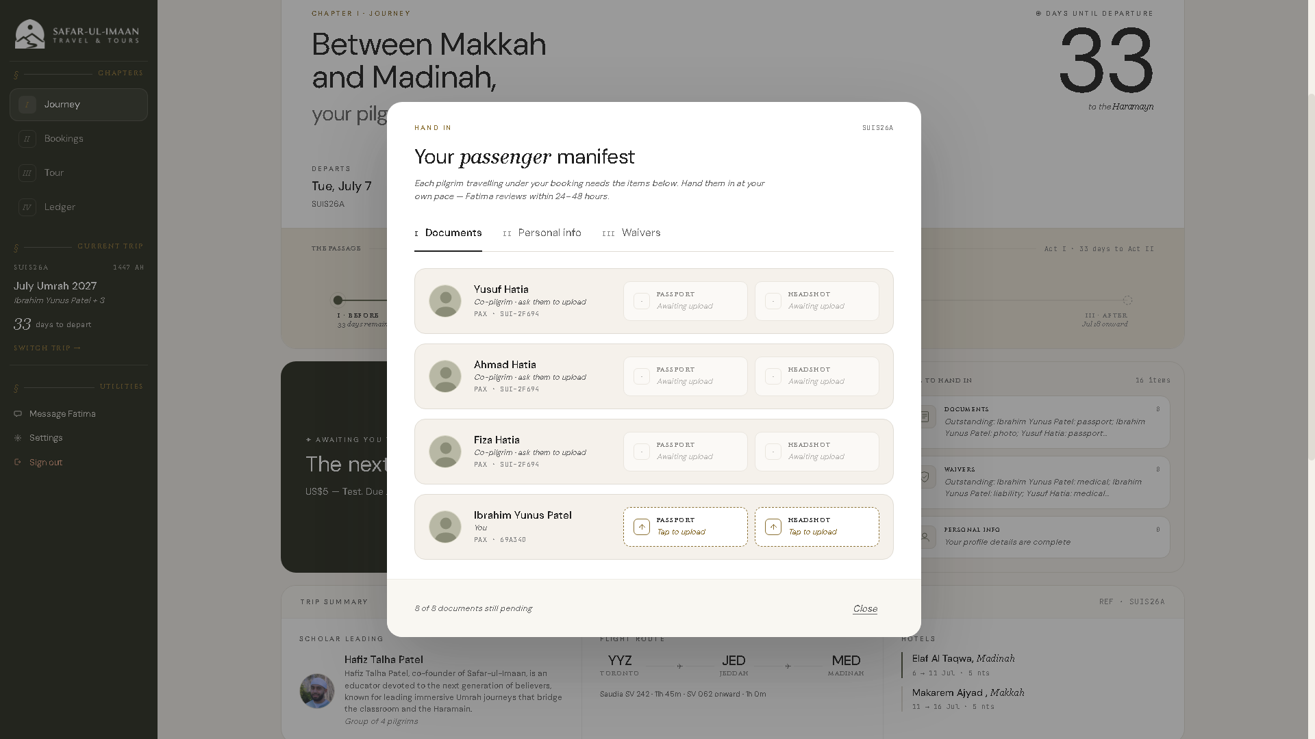 Building a Single Source of Truth for Umrah Travel Operations - Project Screenshot 2 for Safar-ul-Imaan