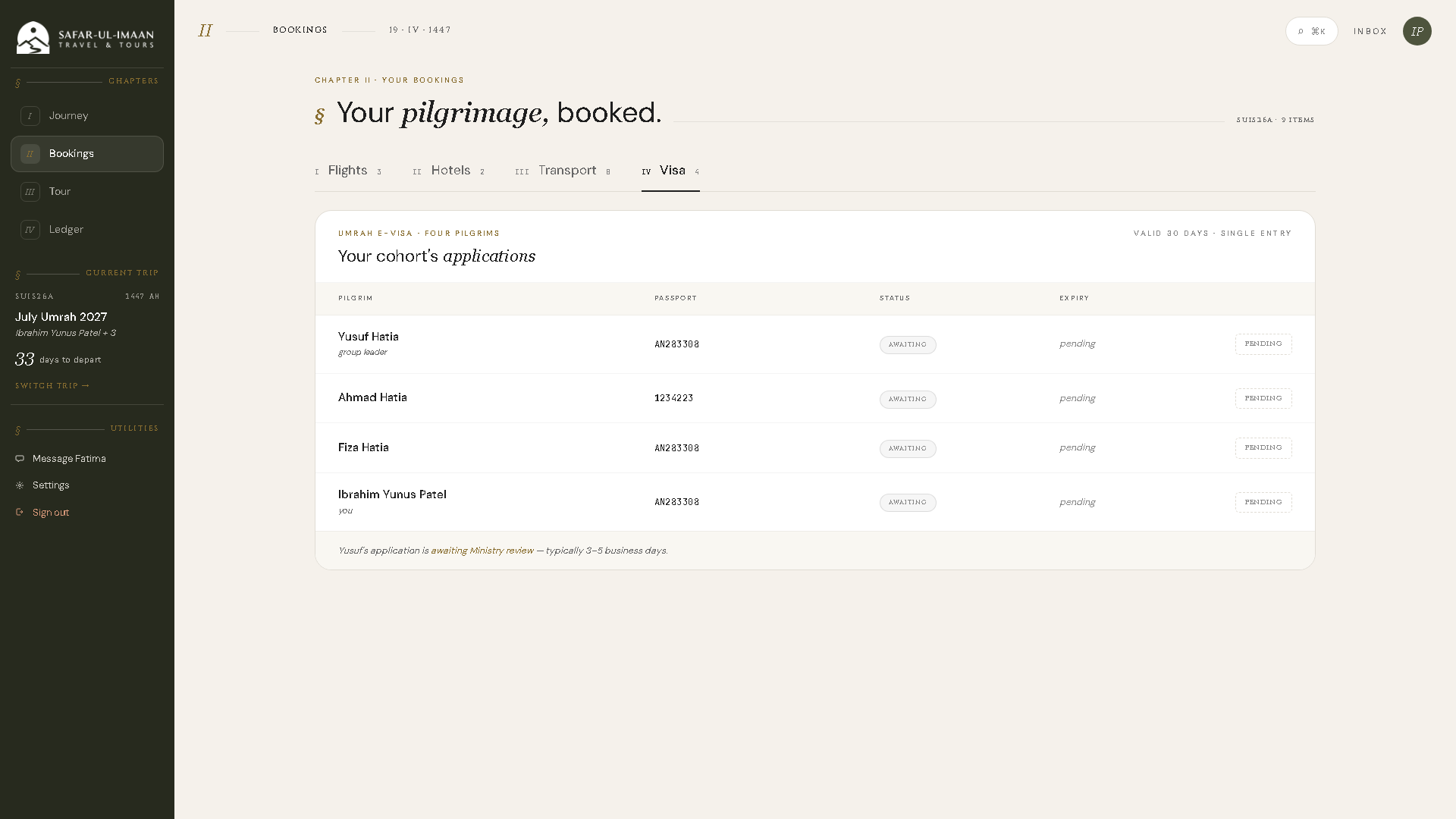 Building a Single Source of Truth for Umrah Travel Operations - Project Screenshot 11 for Safar-ul-Imaan