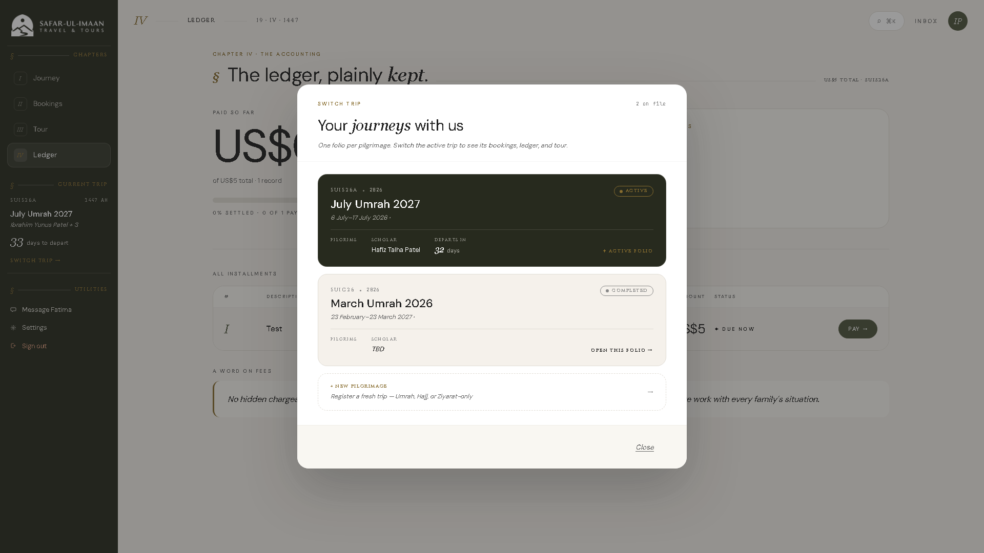 Building a Single Source of Truth for Umrah Travel Operations - Project Screenshot 14 for Safar-ul-Imaan